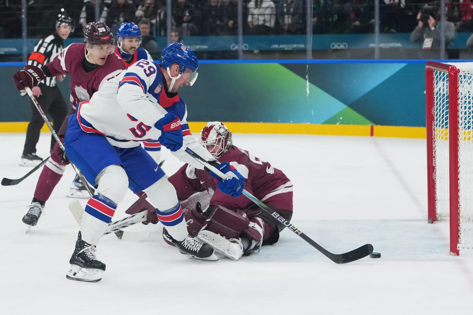 Brock Nelson Scores Twice as Team USA Tops Latvia 5-1 In Olympics